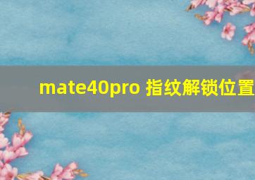 mate40pro 指纹解锁位置